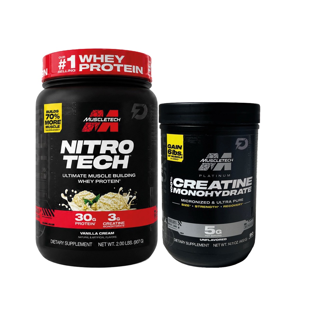 PROTEÍNA NITRO TECH 2 LIBRAS + CREATINA PLATINUM MUSCLETECH 400 GRAMOS