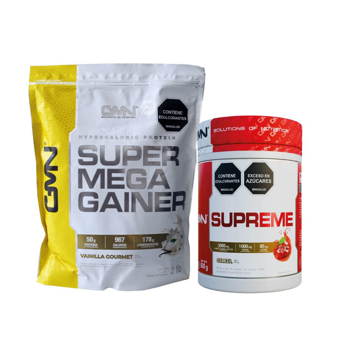 PROTEÍNA SÚPER MEGA GAINER  2 LIBRAS GMN + CREATINA SUPREME 450 GRAMOS GMN