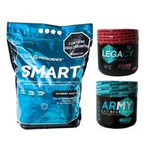 PROTEÍNA SMART 13 LIBRAS + CREATINA LEGACY  550 GRAMOS + AMINOACIDOS ARMY 1.2 LIBRAS PRO SCIENCE