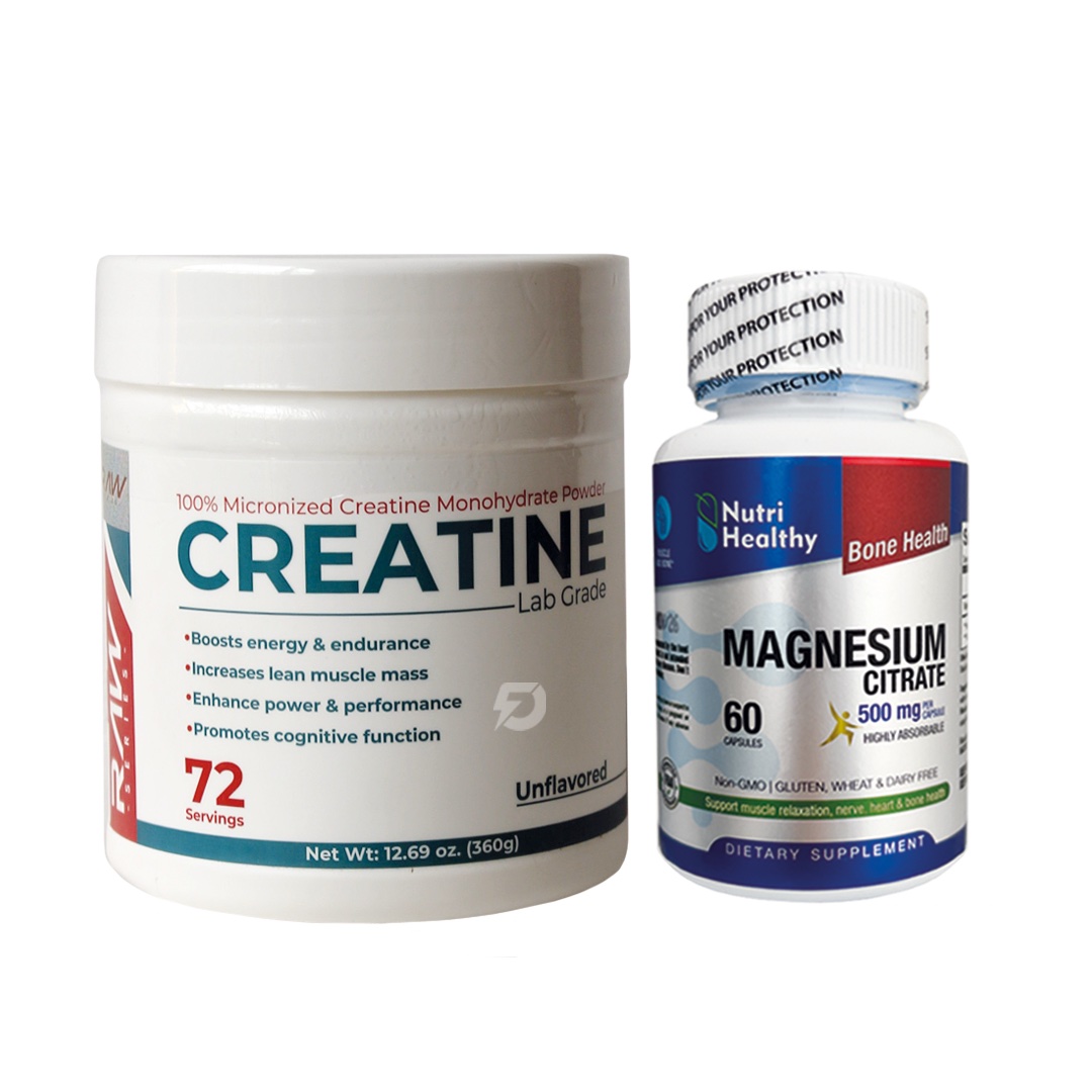 CREATINA RAW 72 SERVICIOS, CITRATO DE MAGNESIO 500 MG